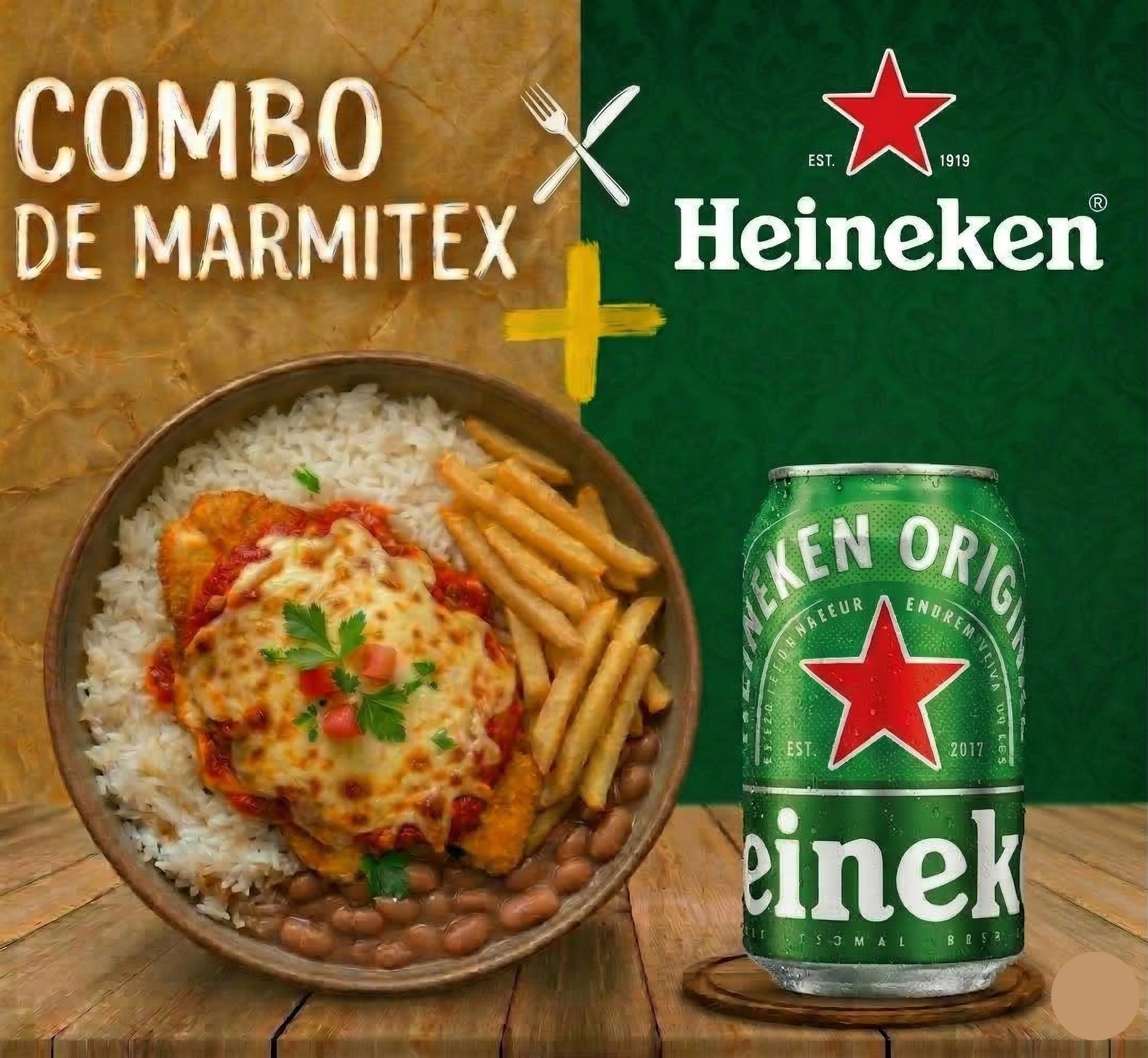 Combo - Marmitex Filé de Frango a parmegiana + Heineken 350ml