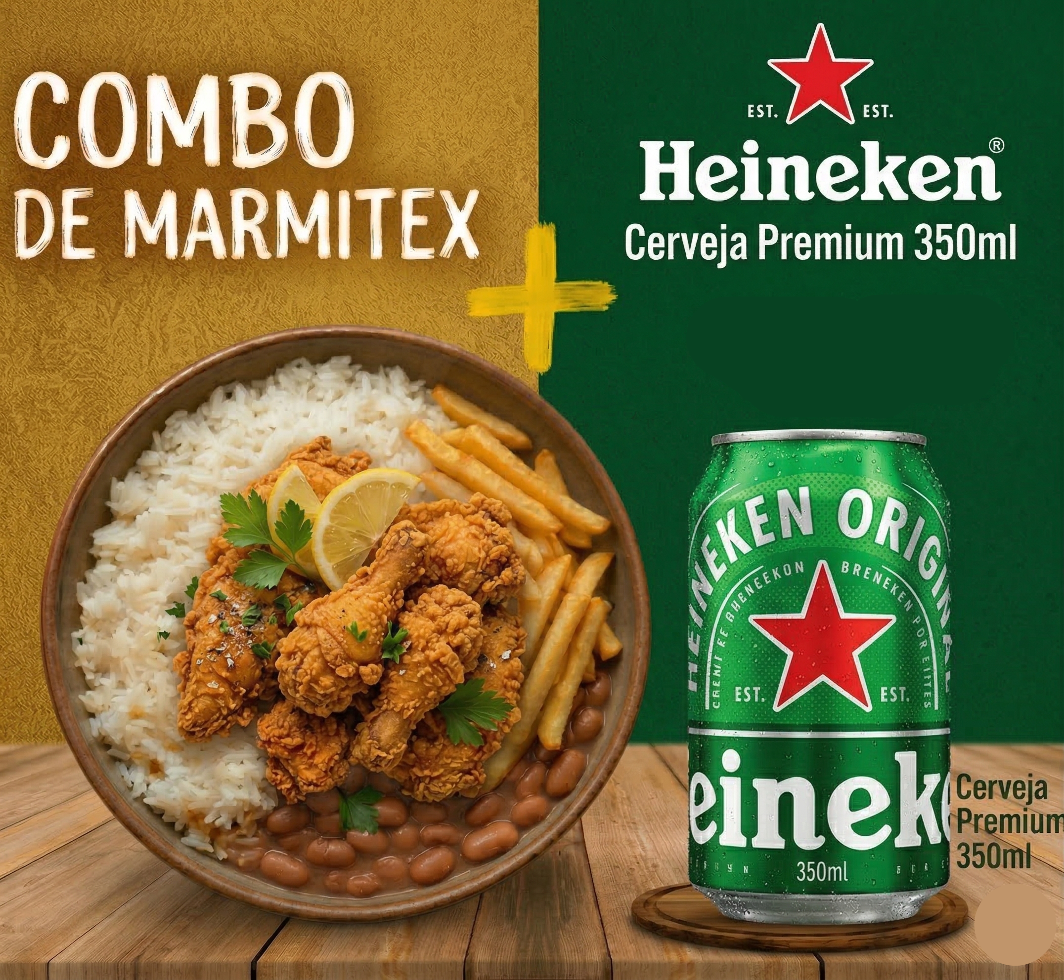 Combo - Marmitex Frango à passarinho + Heineken 350ml