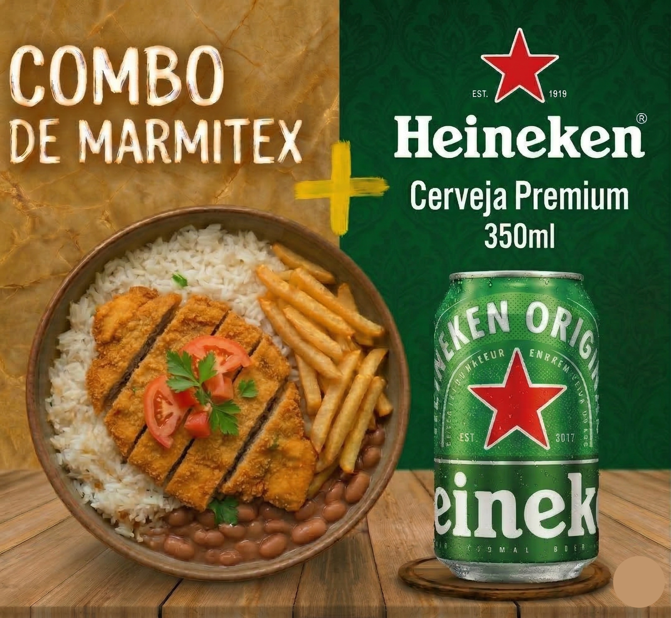 Combo - Marmitex Bife a Milanesa + Heineken 350ml