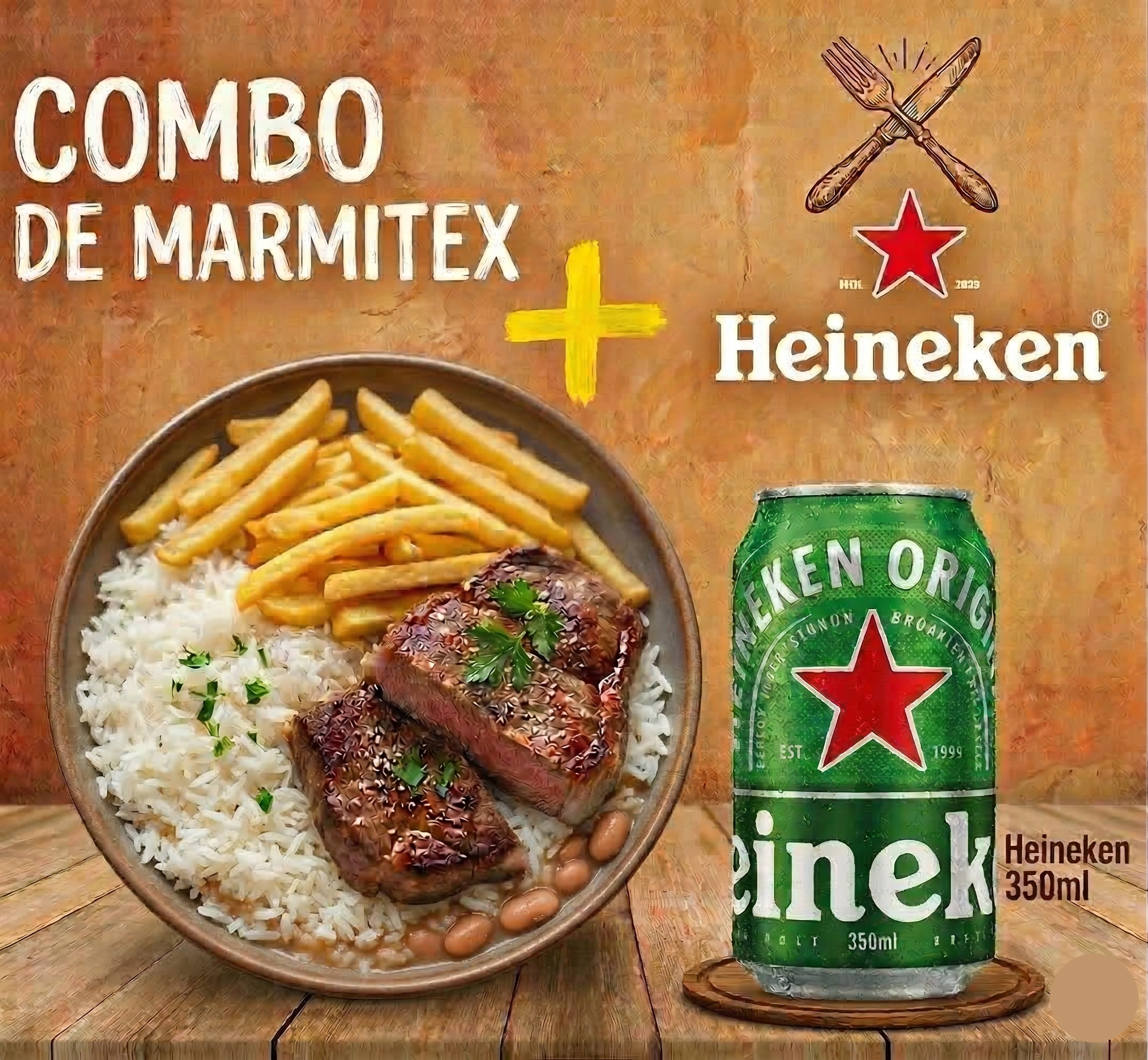 Combo - Marmitex Bife + Heineken 350ml
