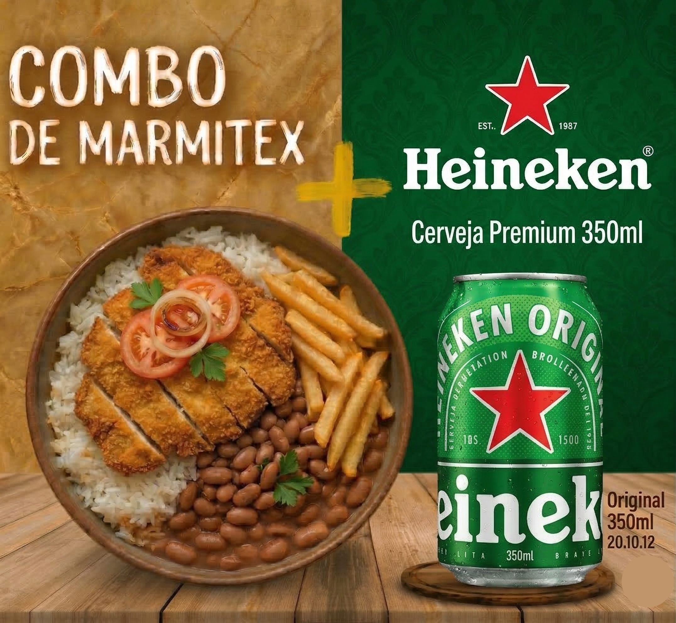 Combo - Marmitex Filé de Frango a Milanesa + Heineken 350ml