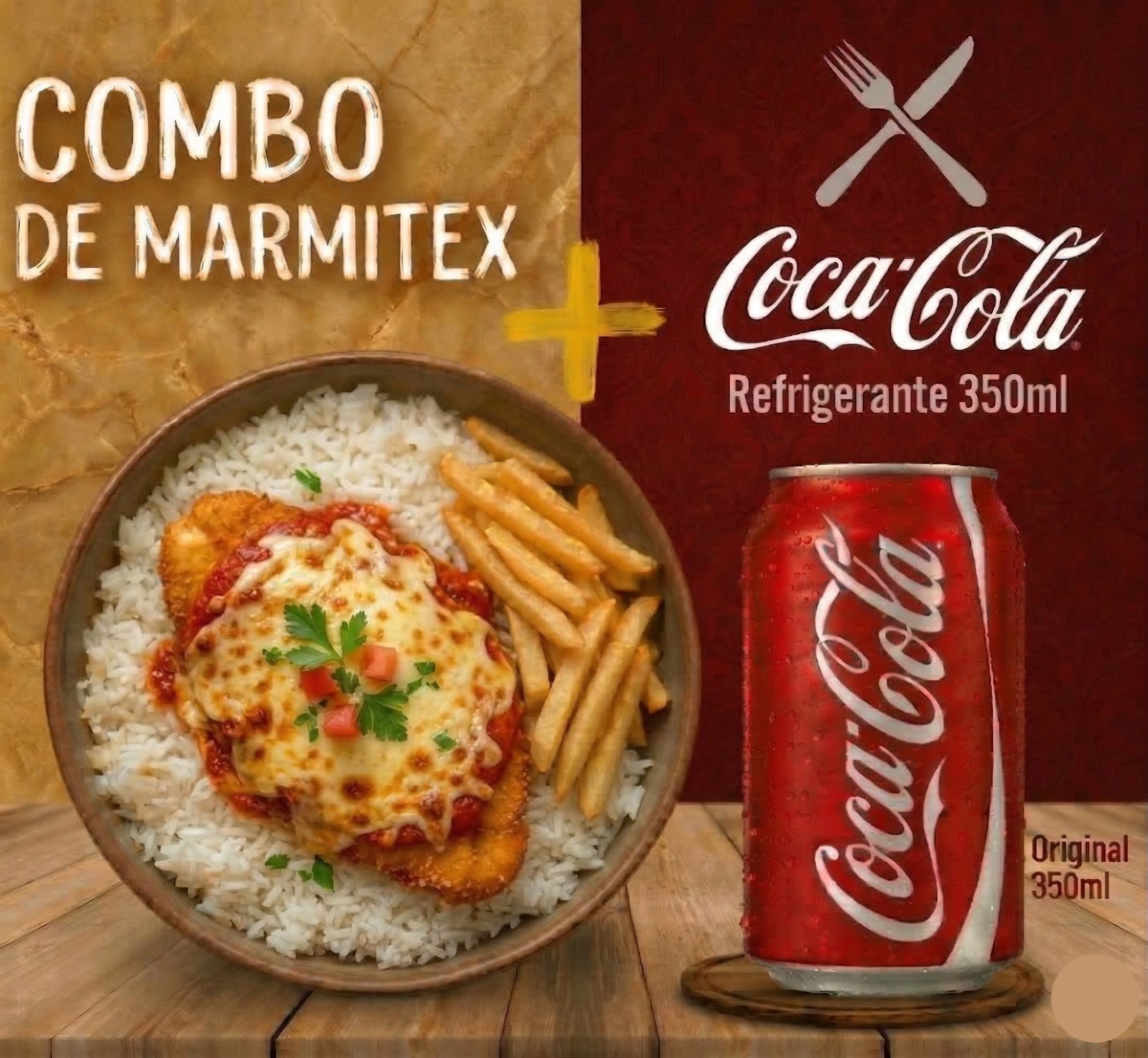Combo - Marmitex Filé de Frango a parmegiana+ Coca-cola 350ml